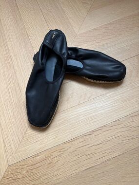 Black Leather Designer Slip-On Espadrilles